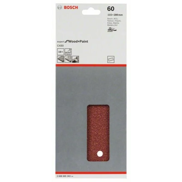 Шлифлист C430, в упаковке 10шт. 115x280 мм, 60 Bosch 2608605342 — изображение 2