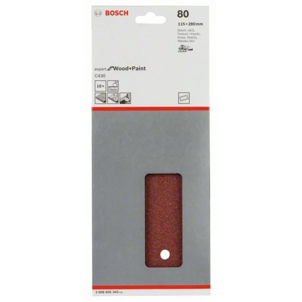 Шлифлист C430, в упаковке 10шт. 115x280 мм, 80 Bosch 2608605343 — изображение 2
