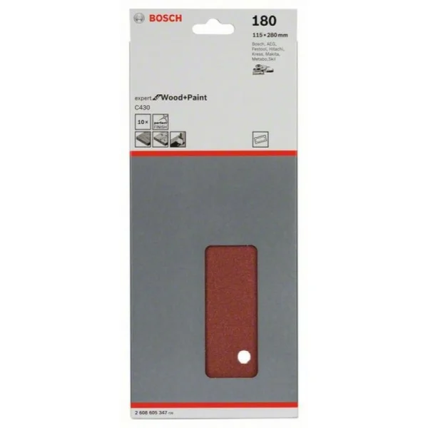 Шлифлист C430, в упаковке 10шт. 115x280 мм, 180 Bosch 2608605347 — изображение 2