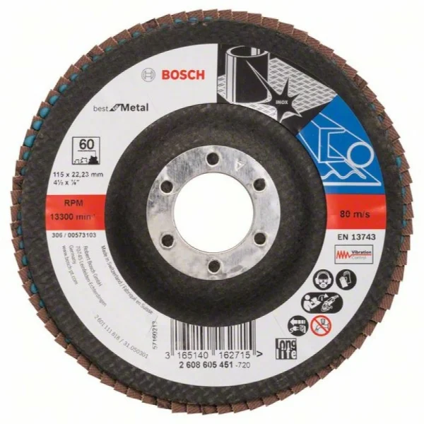 Лепестковый шлифкруг X571 Best for Metal 115x22,23 мм, 60 Bosch 2608605451