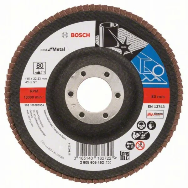 Лепестковый шлифкруг X571 Best for Metal 115x22,23 мм, 80 Bosch 2608605452