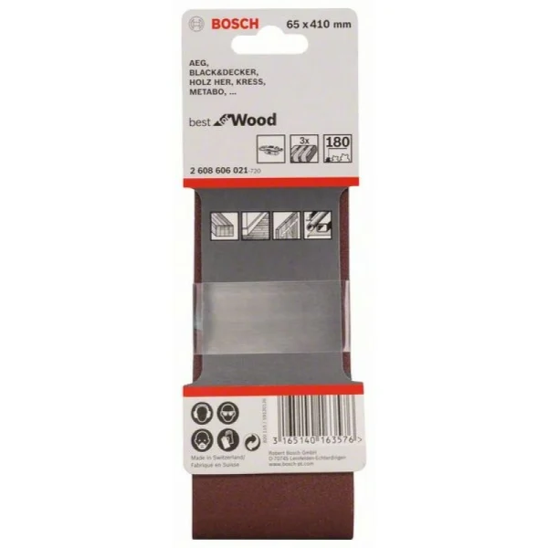 Набор из 3 шлифлент X440 65x410мм, 180 Bosch 2608606021 — изображение 2