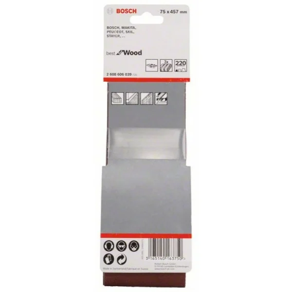 Набор из 3 шлифлент X440 75x457мм, 220 Bosch 2608606039 — изображение 2