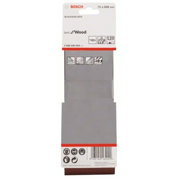 Набор из 3 шлифлент X440 75x508мм, 120 Bosch 2608606064 — изображение 2