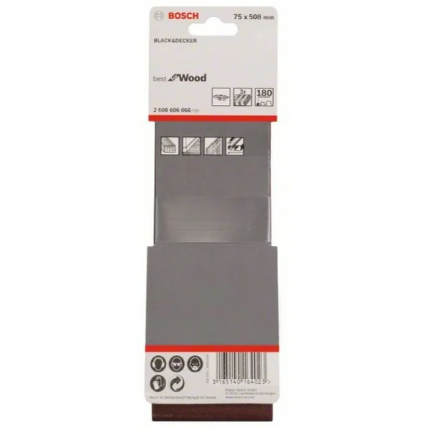 Набор из 3 шлифлент X440 75x508мм, 180 Bosch 2608606066 — изображение 2