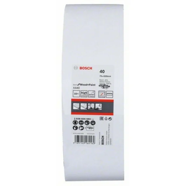 Набор из 10 шлифлент X440 75x533мм, 40 Bosch 2608606080 — изображение 2
