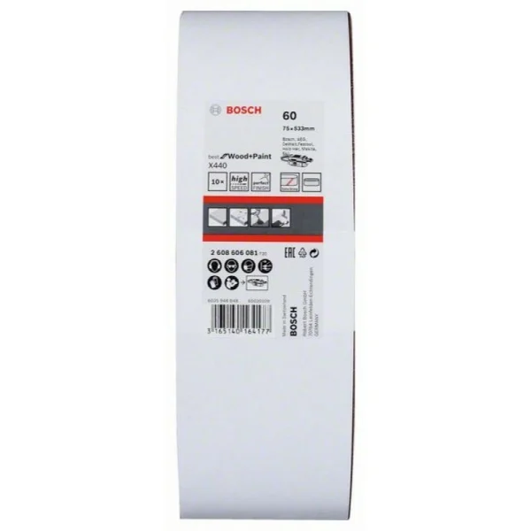 Набор из 10 шлифлент X440 75x533мм, 60 Bosch 2608606081 — изображение 2