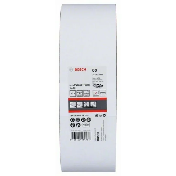 Набор из 10 шлифлент X440 75x533мм, 80 Bosch 2608606082 — изображение 2