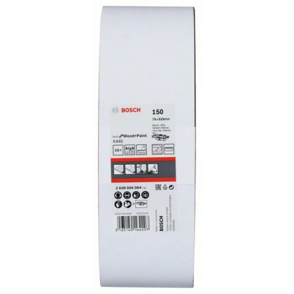 Набор из 10 шлифлент X440 75x533мм, 150 Bosch 2608606084 — изображение 2
