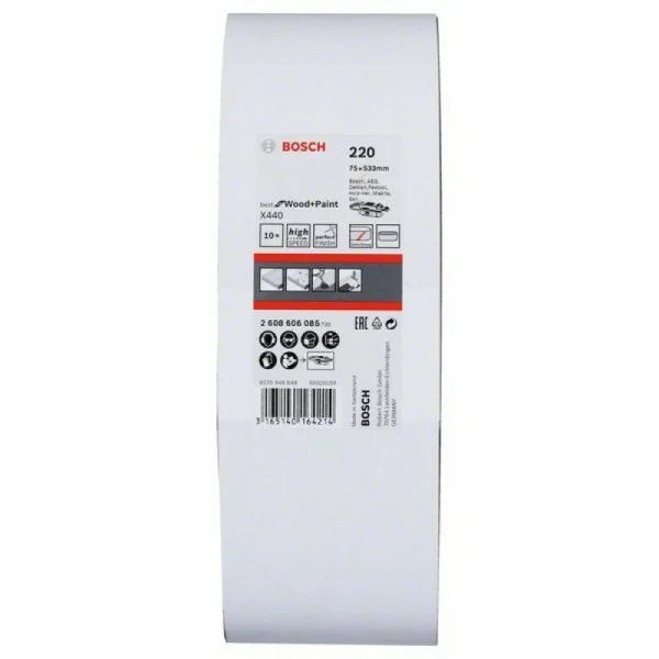 Набор из 10 шлифлент X440 75x533мм, 220 Bosch 2608606085 — изображение 2