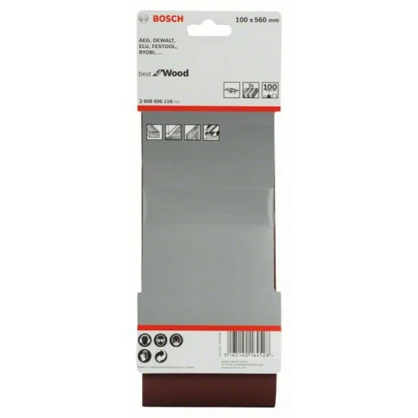 Набор из 3 шлифлент X440 100x560мм, 100 Bosch 2608606116 — изображение 2