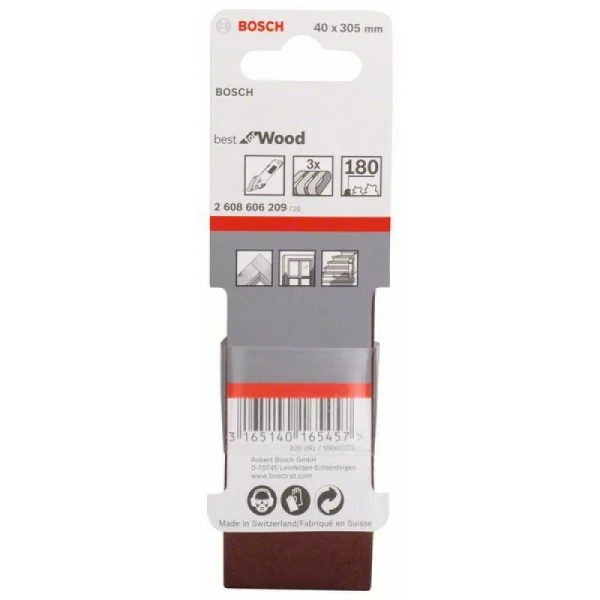 Набор из 3 шлифлент X440 40x305мм, 180 Bosch 2608606209 — изображение 2