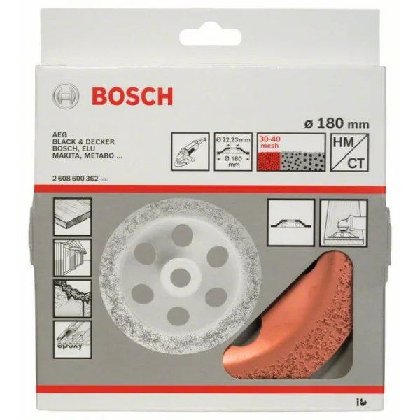 Твердосплавный чашечный шлифкруг 180x22,23 мм; мелкозерн., плоск. Bosch 2608600362 — изображение 2