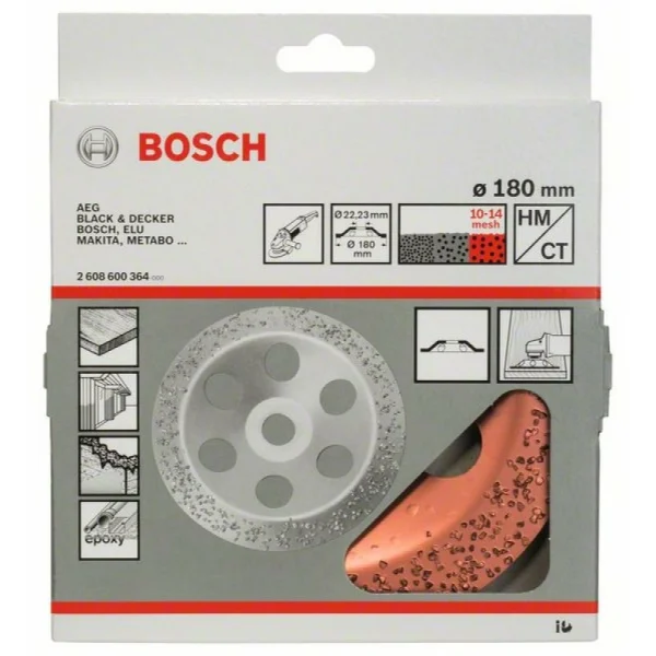 Твердосплавный чашечный шлифкруг 180x22,23 мм; крупнозерн., плоск. Bosch 2608600364 — изображение 2