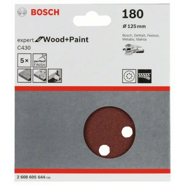 Шлифлист C430, в упаковке 5шт. 125 мм, 180 Bosch 2608605644 — изображение 2