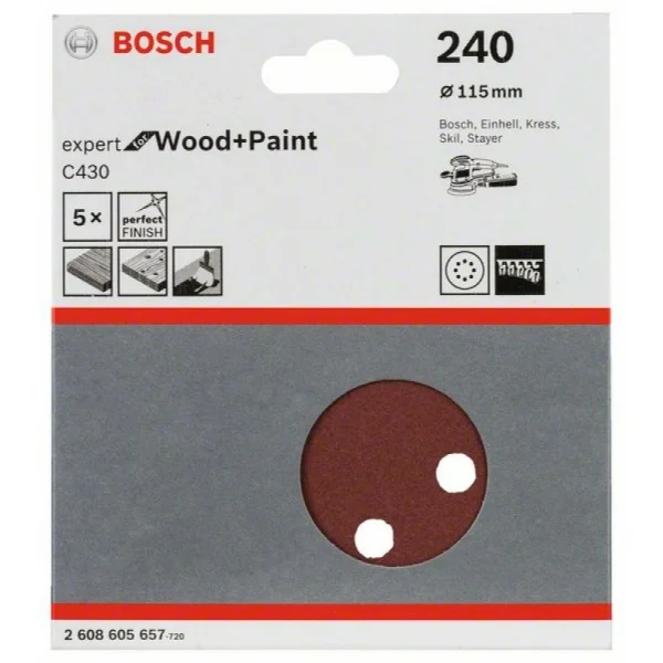 Шлифлист C430, в упаковке 5шт. 115 мм, 240 Bosch 2608605657 — изображение 2