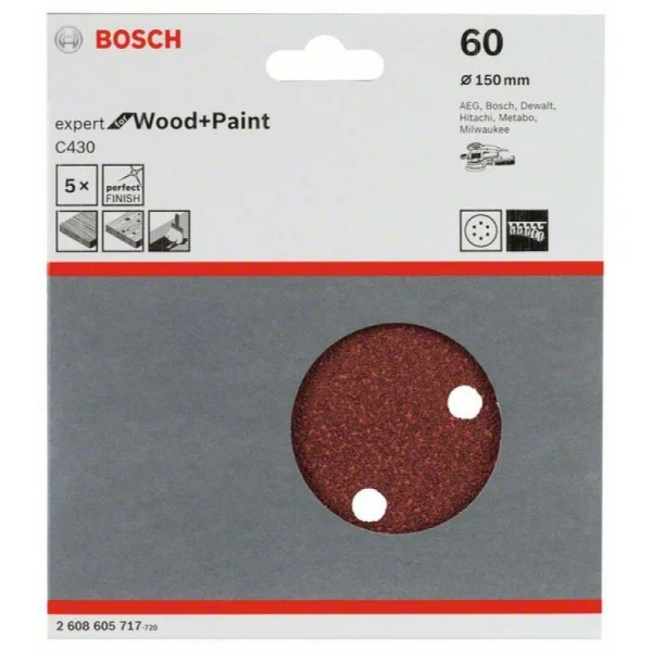 Шлифлист C430, в упаковке 5шт. 150 мм, 60 Bosch 2608605717 — изображение 2