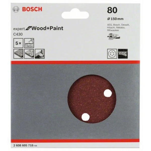 Шлифлист C430, в упаковке 5шт. 150 мм, 80 Bosch 2608605718 — изображение 2