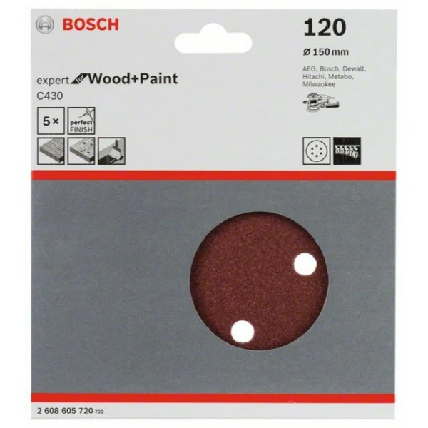 Шлифлист C430, в упаковке 5шт. 150 мм, 120 Bosch 2608605720 — изображение 2