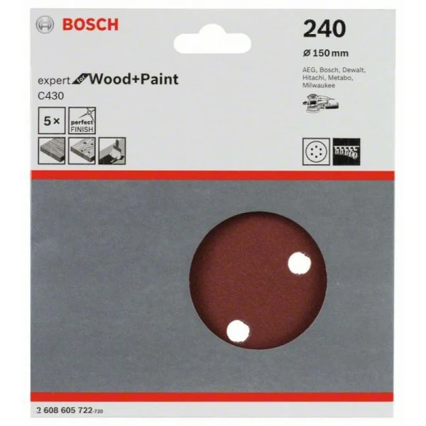 Шлифлист C430, в упаковке 5шт. 150 мм, 240 Bosch 2608605722 — изображение 2