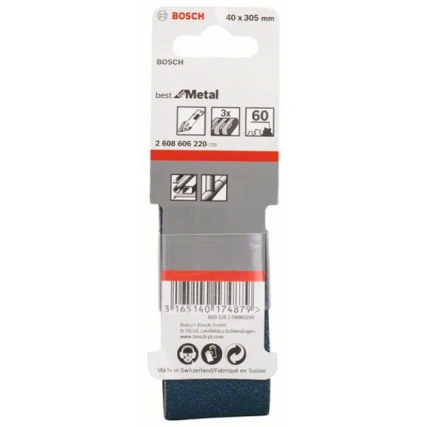 Набор из 3 шлифлент X450 40x305мм, 60 Bosch 2608606220 — изображение 2