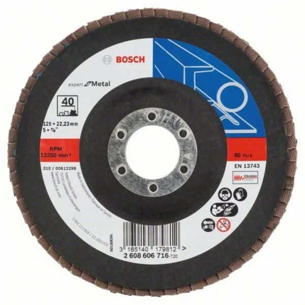 Лепестковый шлифкруг X551 Expert for Metal 125x22,23 мм, 40 Bosch 2608606716