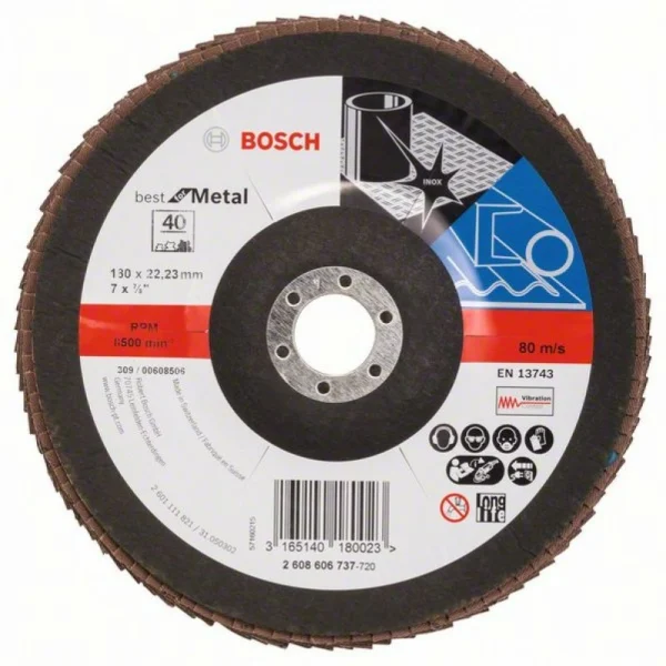 Лепестковый шлифкруг X571 Best for Metal 180x22,23 мм, 40 Bosch 2608606737