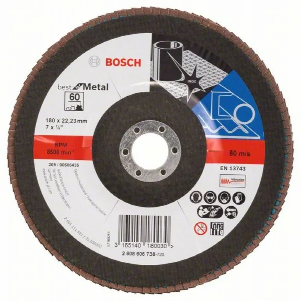 Лепестковый шлифкруг X571 Best for Metal 180x22,23 мм, 60 Bosch 2608606738