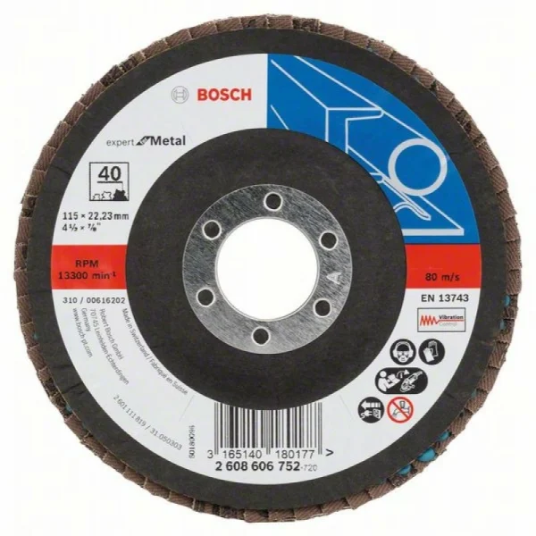 Лепестковый шлифкруг X551 Expert for Metal 115x22,23 мм, 40 Bosch 2608606752