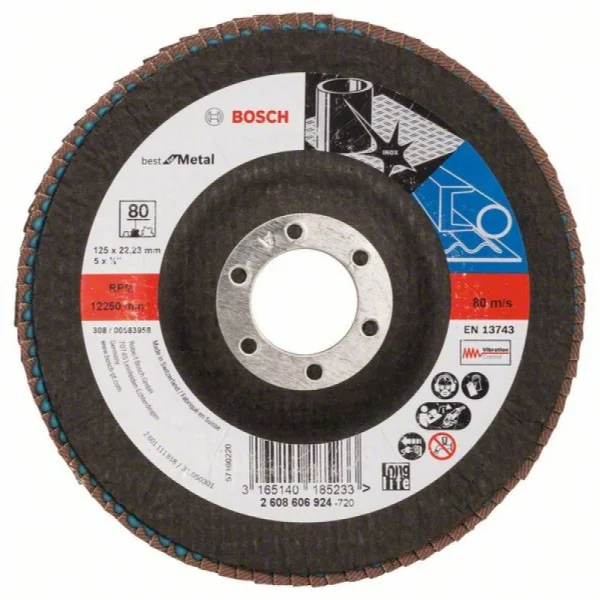 Лепестковый шлифкруг X571 Best for Metal 125x22,23 мм, 80 Bosch 2608606924