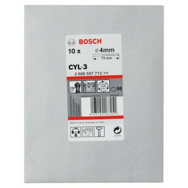 Сверло по бетону CYL-3 4x40x75 мм, d 3,3 мм Bosch 2608597713 — изображение 2