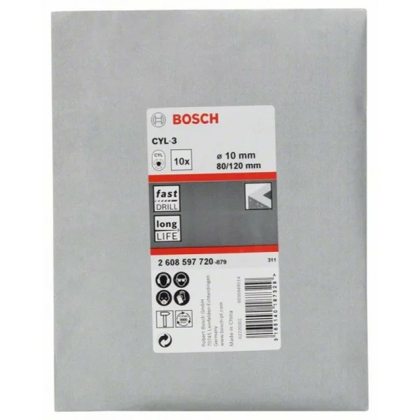 Сверло по бетону CYL-3 10x80x120 мм, d 9 мм Bosch 2608597720 — изображение 2