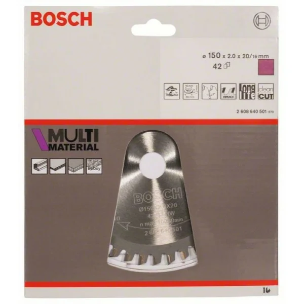 Пильный диск Multi Material 150 x 20/16 x 2,0 mm; 42 Bosch 2608640501 — изображение 2