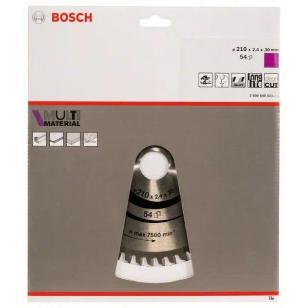 Пильный диск Multi Material 210 x 30 x 2,4 mm; 54 Bosch 2608640511 — изображение 2
