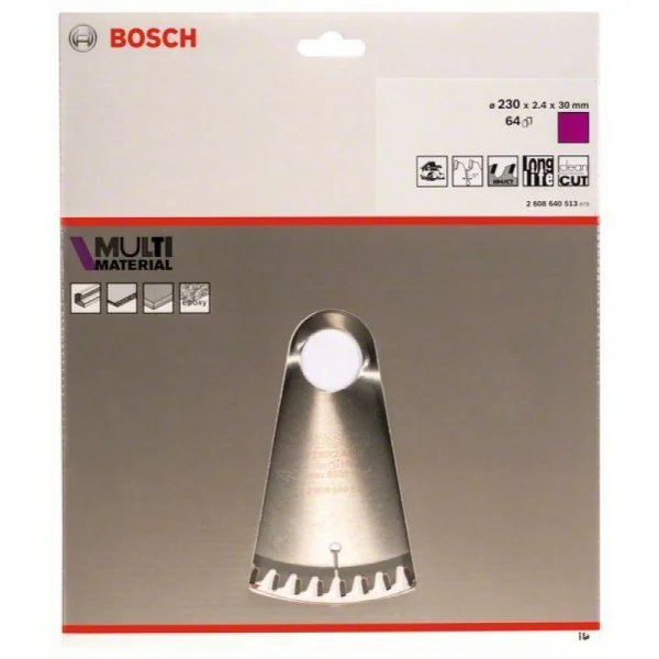Пильный диск Multi Material 230 x 30 x 2,4 mm; 64 Bosch 2608640513 — изображение 2