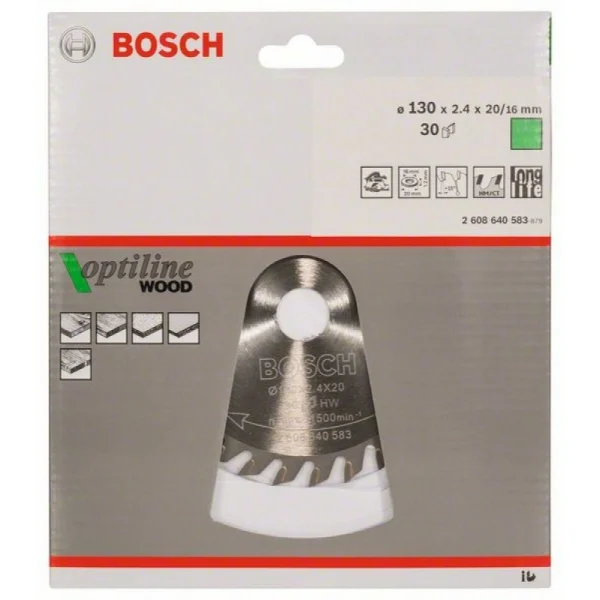 Пильный диск Optiline Wood 130x20/16x2,4 мм, 30 Bosch 2608640583 — изображение 2