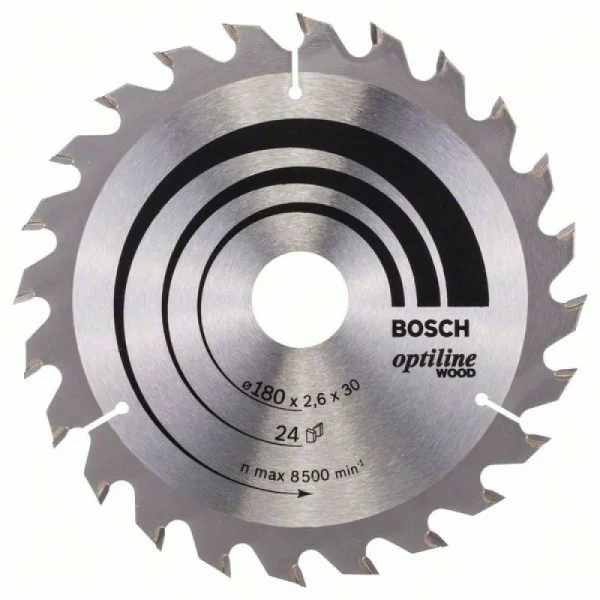 Пильный диск Optiline Wood 180x30/20x2,6 мм, 24 Bosch 2608640608