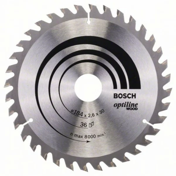 Пильный диск Optiline Wood 184x30x2,6 мм, 36 Bosch 2608640611