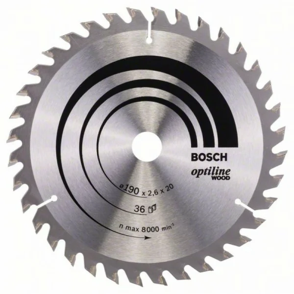 Пильный диск Optiline Wood 190 x 20/16 x 2,6 mm, 36 Bosch 2608640613
