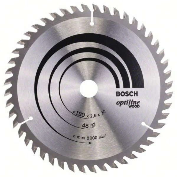 Пильный диск Optiline Wood 190 x 20/16 x 2,6 mm, 48 Bosch 2608640614