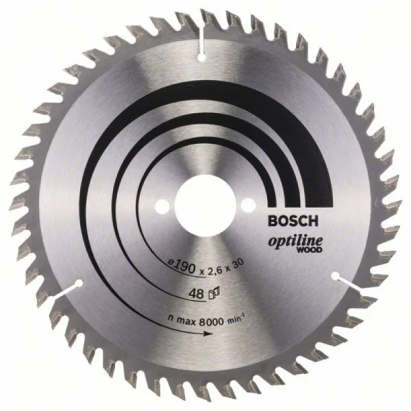 Пильный диск Optiline Wood 190 x 30 x 2,6 mm, 48 Bosch 2608640617
