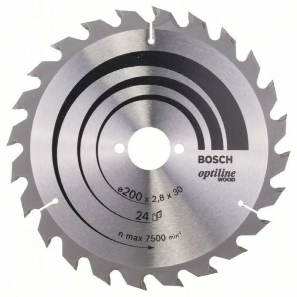 Пильный диск Optiline Wood 200x30x2,8 мм, 24 Bosch 2608640618
