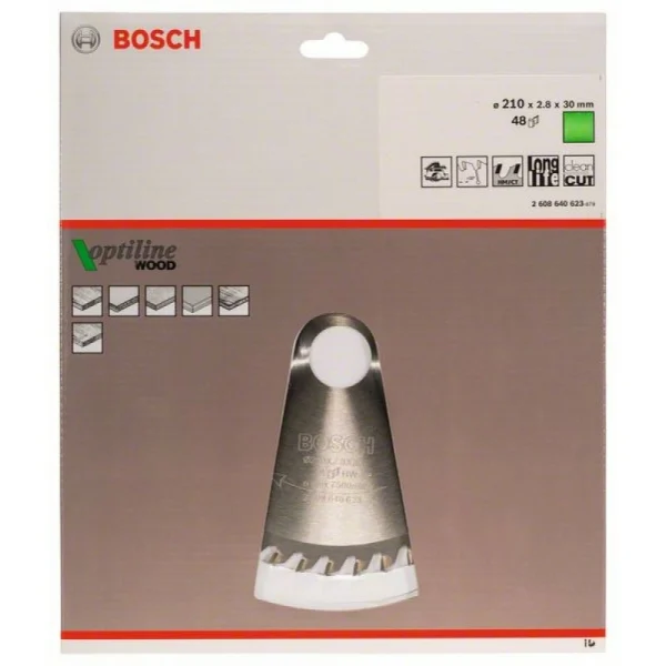 Пильный диск Optiline Wood 210x30x2,8 мм, 48 Bosch 2608640623 — изображение 2