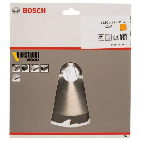 Пильный диск Construct Wood 190x30x2,6 мм; 12 Bosch 2608640633 — изображение 2