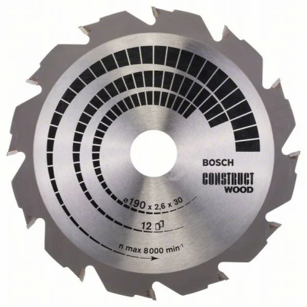 Пильный диск Construct Wood 190x30x2,6 мм; 12 Bosch 2608640633