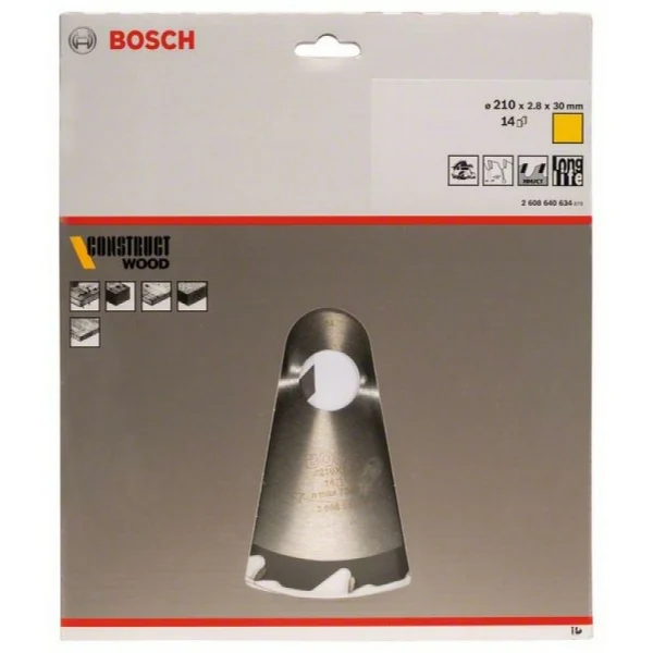 Пильный диск Construct Wood 210x30x2,8 мм; 14 Bosch 2608640634 — изображение 2