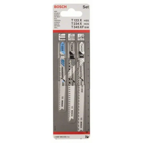 Набор из 3 пильных полотен T 123 XF; T 234 X; T 345 XF Bosch 2607010515 — изображение 2