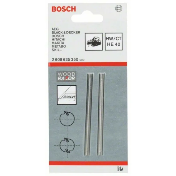 Нож для рубанка острый, прямой, HM, HE 40, 40° Bosch 2608635350 — изображение 2