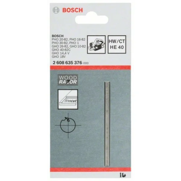 Нож для рубанка острый, прямой, HM, HE 40, 40° Bosch 2608635376 — изображение 2