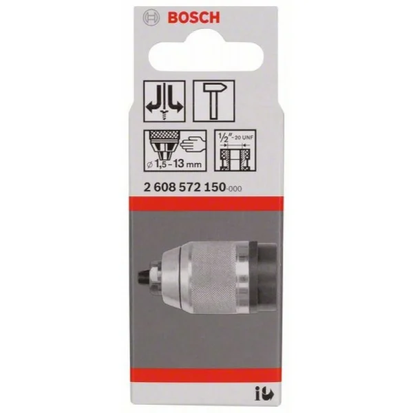 Быстрозажимной патрон с матовым хромированием 1,5-13 мм, 1/2' - 20 Bosch 2608572150 — изображение 2
